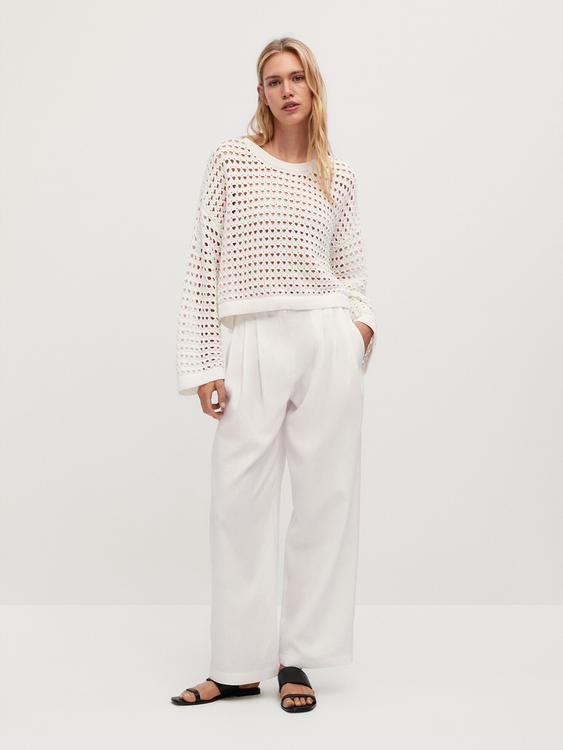 Cotton linen low-waist trousers | Massimo Dutti US