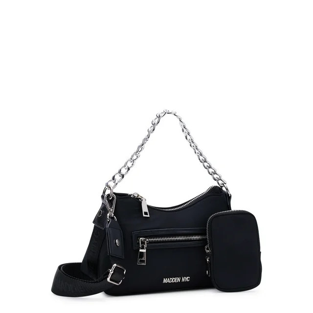 Madden NYC Women's Hobo Crossbody Handbag with Chain, Black | Walmart (US)