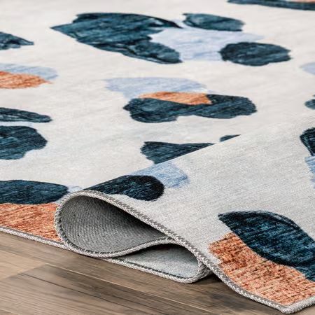 Blue Viola Washable Brush Strokes Area Rug | Rugs USA