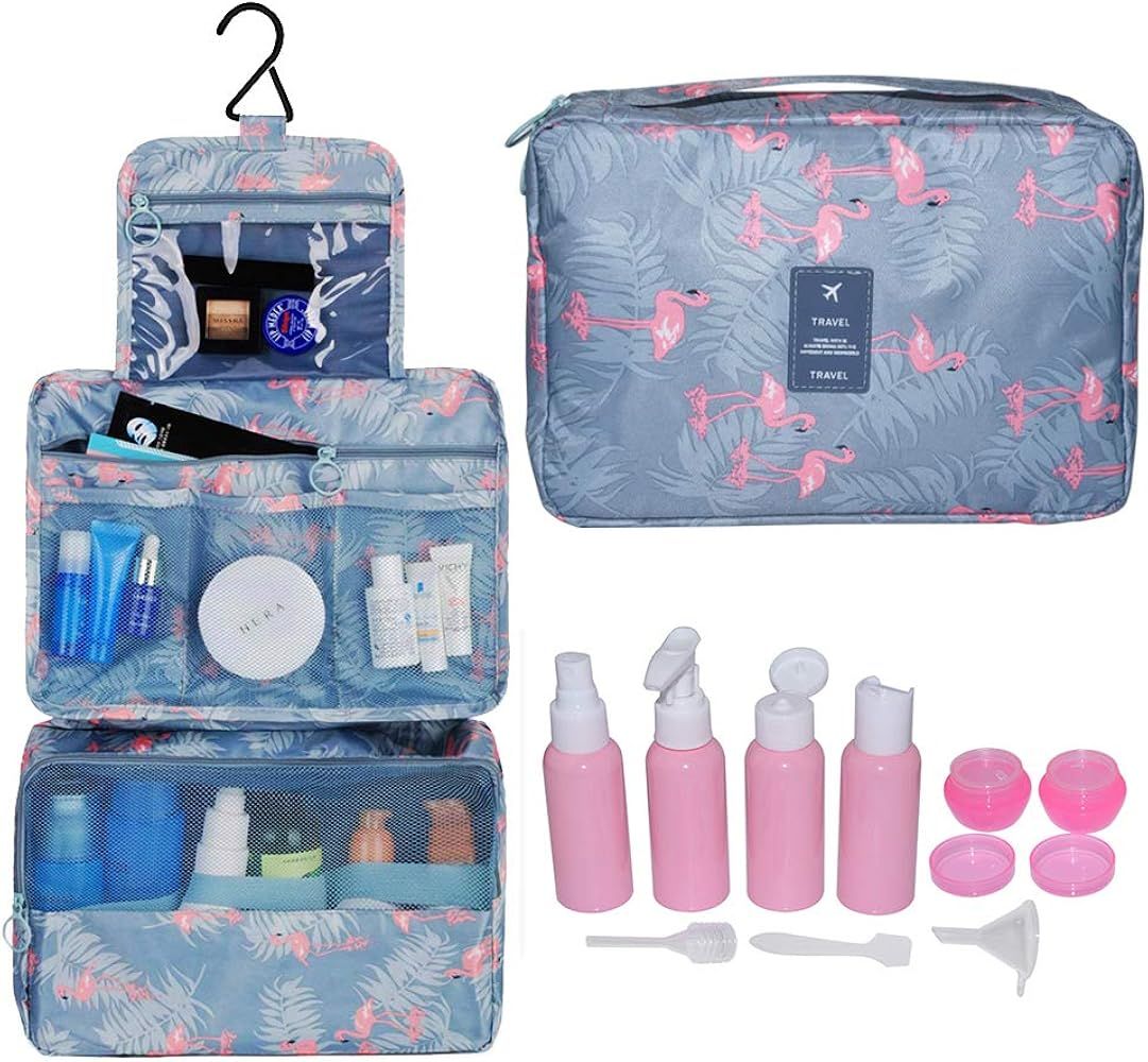 Travel Makeup Bag Hanging Travel Toiletry Bag Cosmetic Make up Organizer for Women and Girls Water-r | Amazon (US)