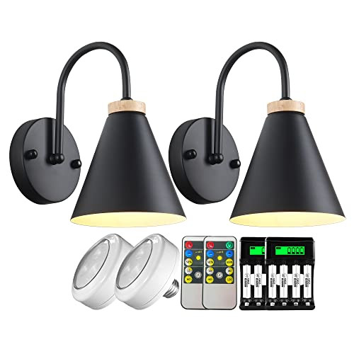 civaza Modern Style Battery Operated Wall Sconces Set of 2, Battery Run Remote Control Non Hardwi... | Amazon (US)