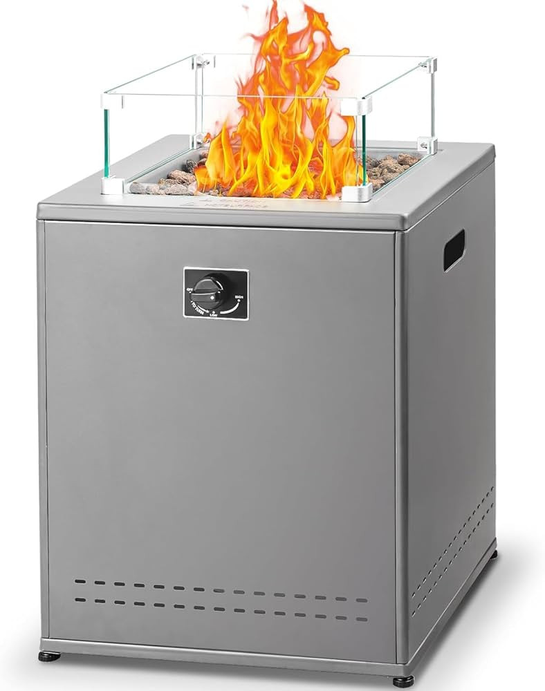 20" Square Smokeless Propane Fire Pit Table, 50,000 BTU Portable Outdoor Patio Heater with Lava R... | Amazon (US)