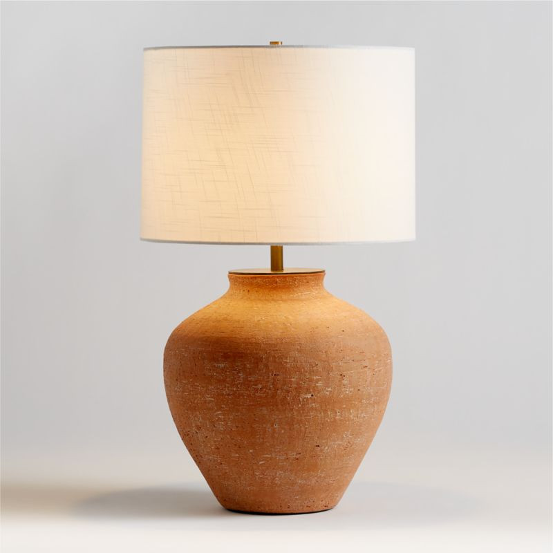 Corfu Terracotta Table Lamp with Drum Shade 26.6" + Reviews | Crate & Barrel | Crate & Barrel