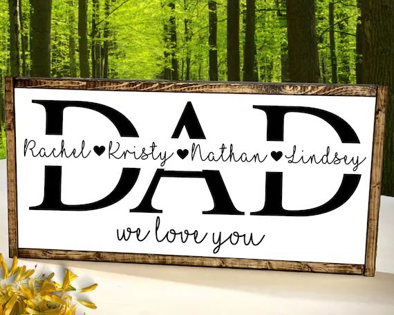 Personalized Fathers Day Gift Dad Sign With Kids Names | Etsy | Etsy (US)