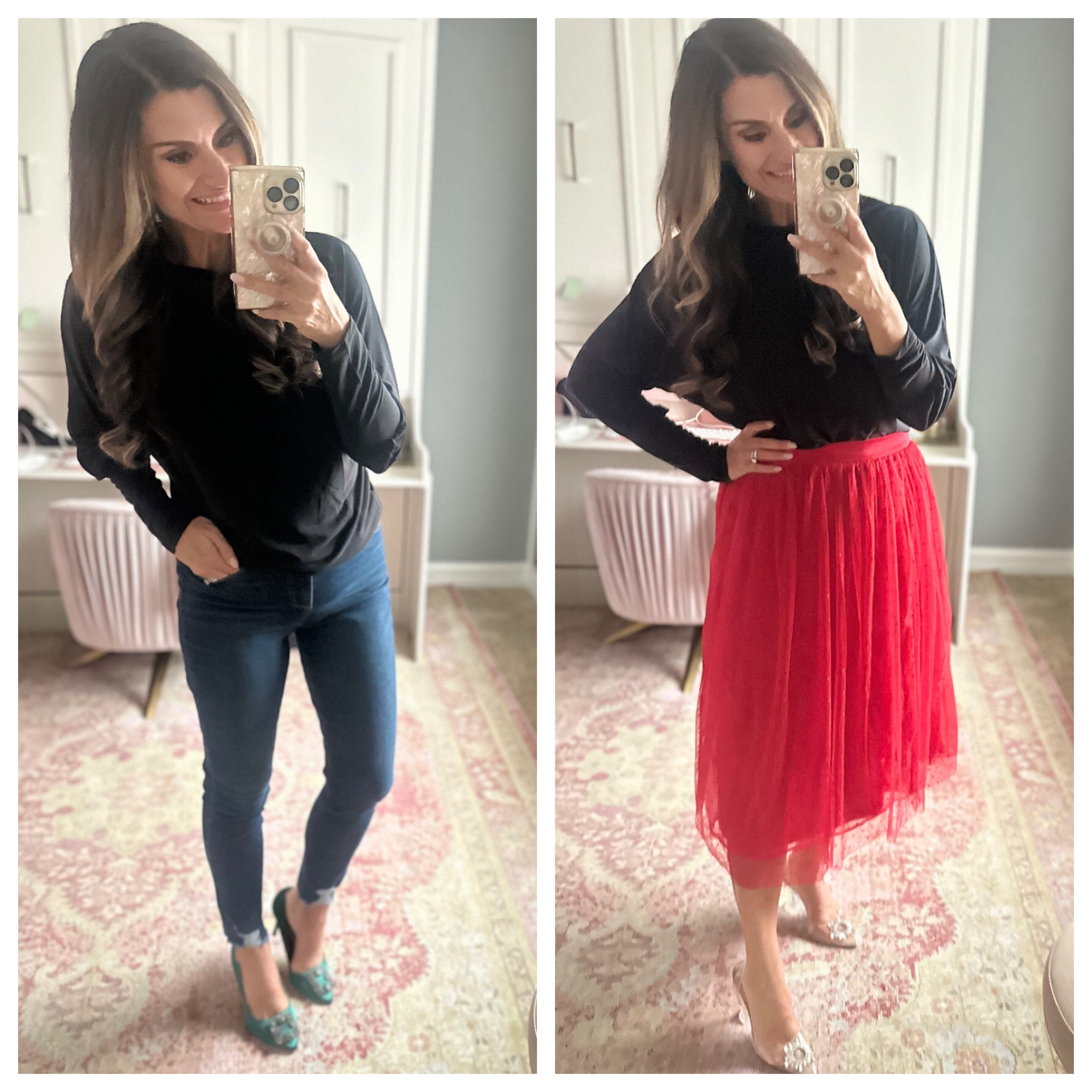 How to style a black top

#LTKHoliday #LTKstyletip #LTKover40