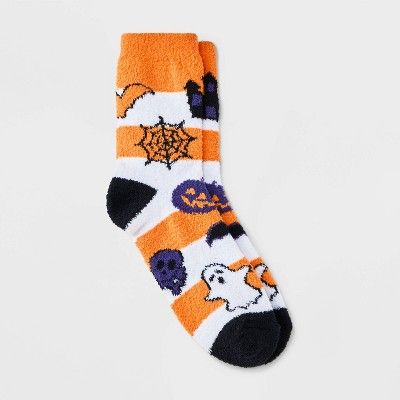 Women's Halloween Icons Cozy Crew Socks - Hyde & EEK! Boutique™ Orange 4-10 | Target