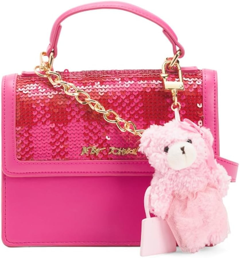 Betsey Johnson Crossbody Bag with Attached Charm, Dual Compartment, Adjustable Strap, 8x6 Inch | Amazon (US)
