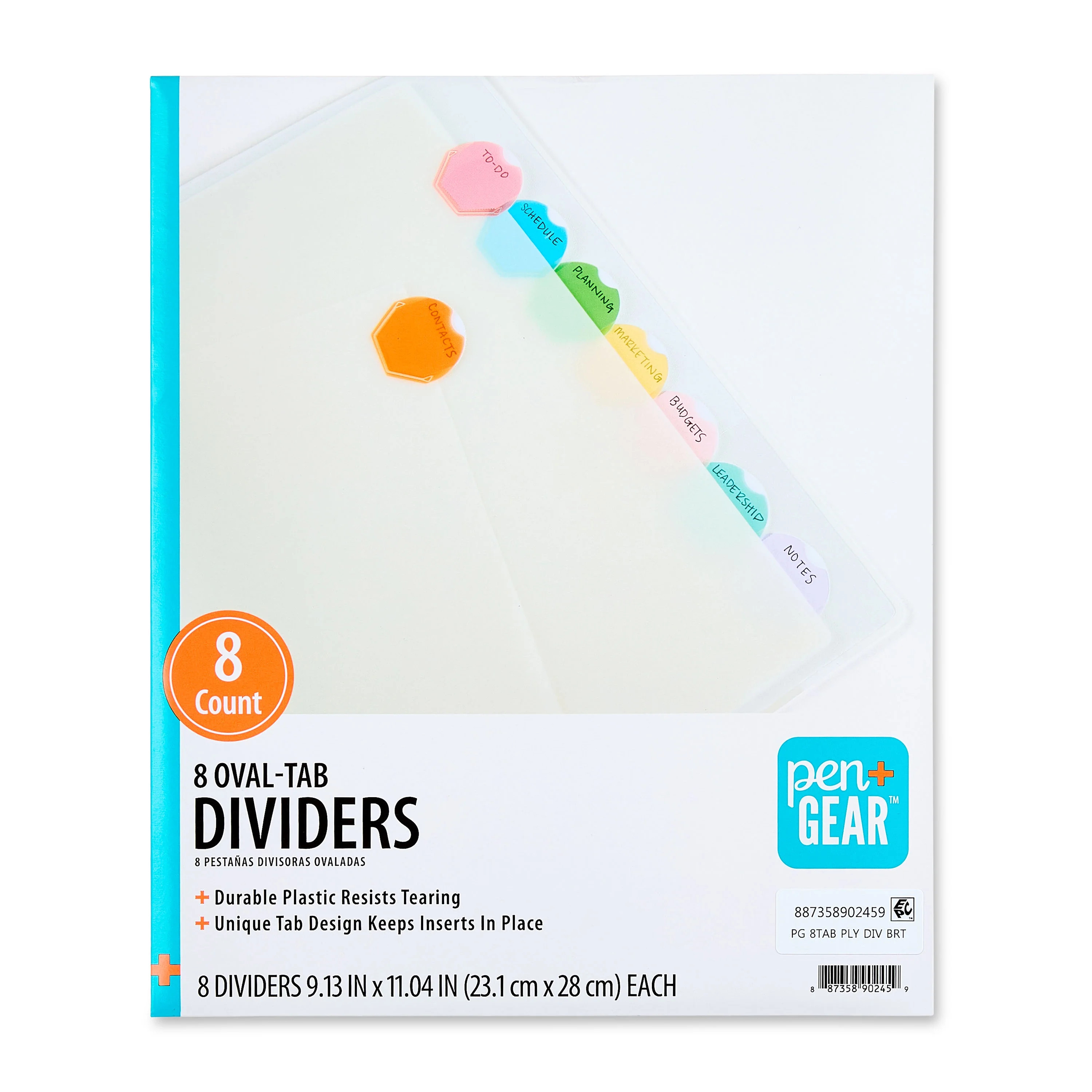 Pen+Gear 8 Oval Tab Poly Binder Dividers, Bright Multicolor | Walmart (US)