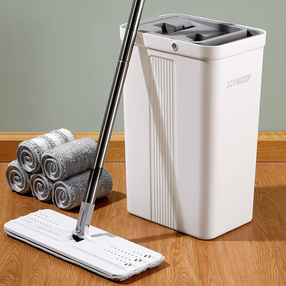 JOYMOOP Mop and Bucket with Wringer Set, Flat Floor Mop and Bucket, Mop for Floor Cleaning with 5... | Amazon (US)