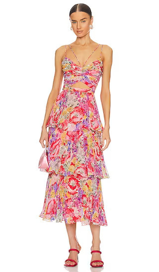 Luke Pleated Tier Dress in Poppy Field Pastel Floral Red Floral Dress Pink Floral Dress | Revolve Clothing (Global)
