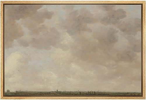 MUDECOR Framed Canvas Print Wall Art Pastel Gray Cloud Country Skyline Nature Wilderness Illustra... | Amazon (US)