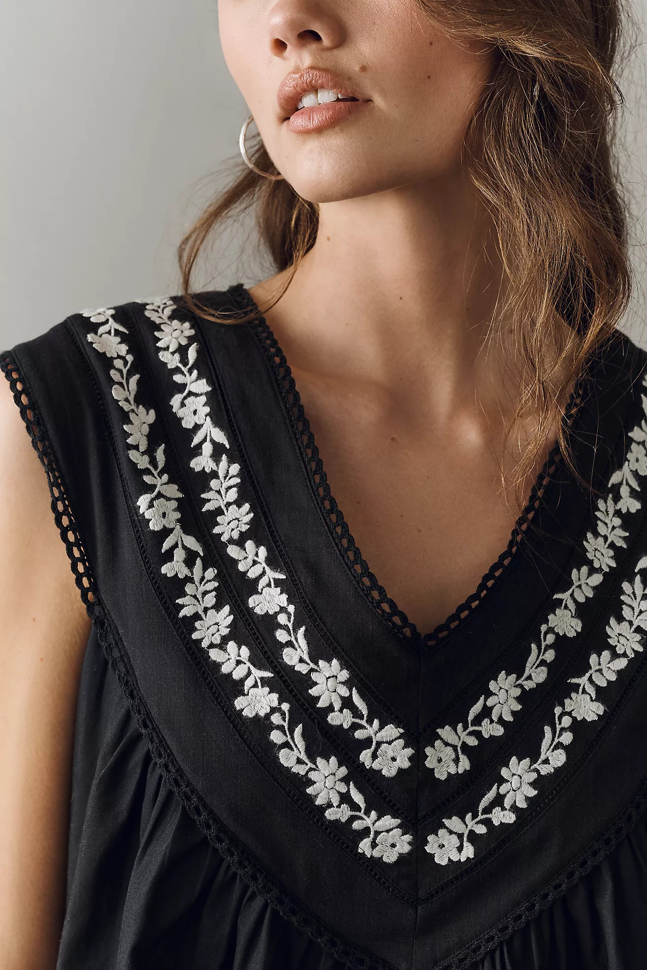 By Anthropologie 100% Cotton V-Neck Yoke Romper | Anthropologie (US)
