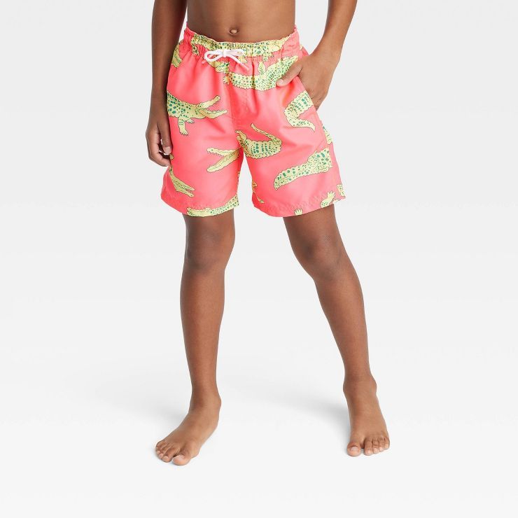 Boys' Crocodile Printed Swim Trunks - Cat & Jack™ Pink | Target