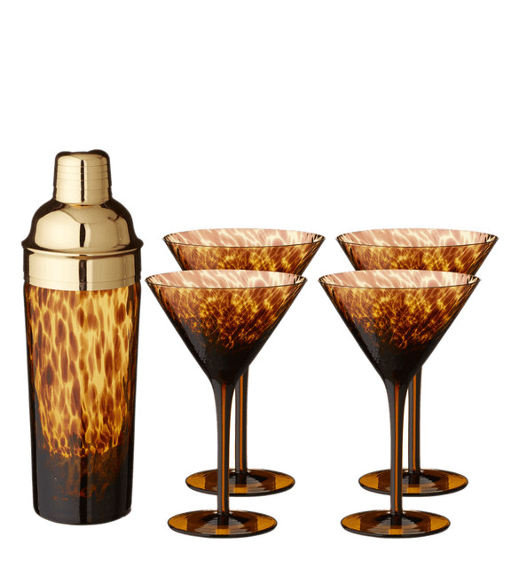 Tortoiseshell Glass Cocktail Set - Tortoiseshell | OKA US