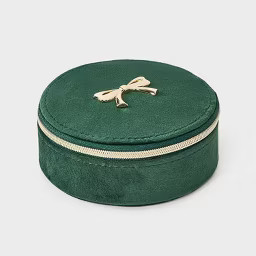 Round Travel Jewelry Organizer with Gold Bow - A New Day™ Green | Target