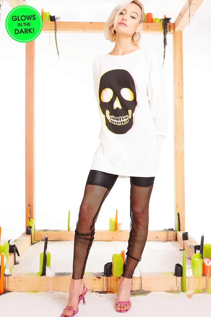 Glow Skull Roadtrip Sweatshirt  |  Vanilla | Wildfox Couture US