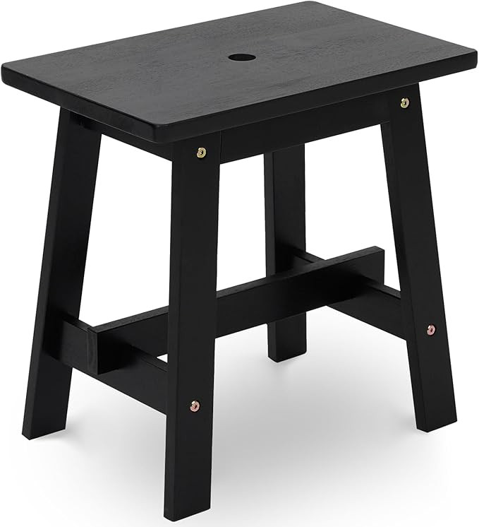 BEEFURNI Rectangular Acacia Wood Stool, Small Bench Seat, 18 Inch Stool, Wood Bathroom Vanity Ben... | Amazon (US)