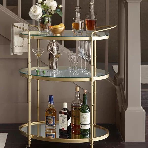 Lauren 32.25'' Wide Oval Bar Cart | Wayfair North America