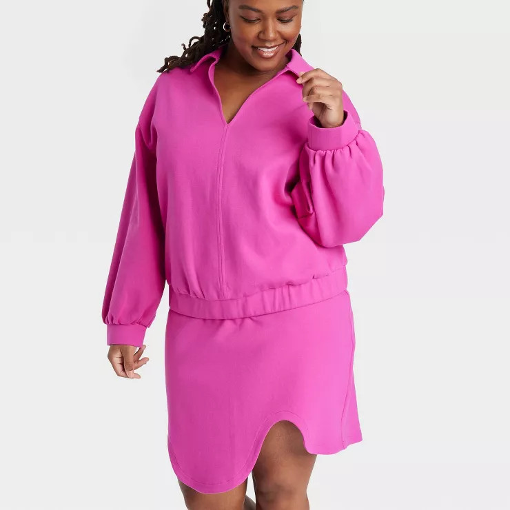 Black History Month Target x Sammy B Women's Balloon Long Sleeve V-Neck Scuba T-Shirt - Pink | Target