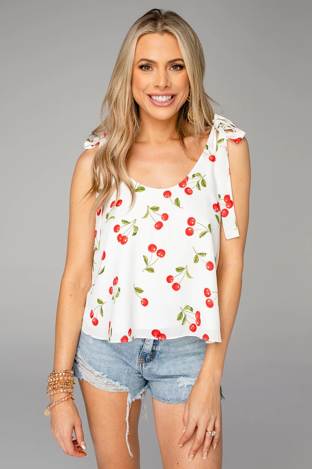 Lima Tied Shoulder Tank Top - Cherry Baby | BuddyLove