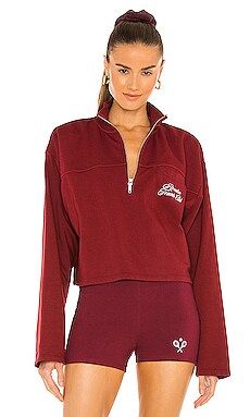 REVOLVE TENNIS CLUB Half Zip Sweatshirt in Maroon from Revolve.com | Revolve Clothing (Global)
