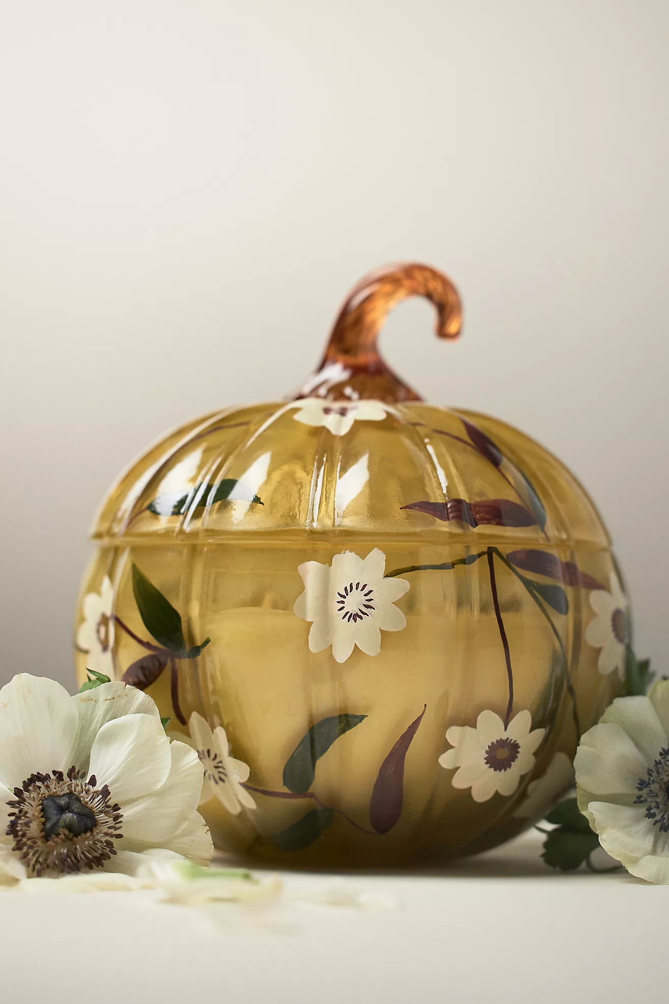 Gourmand Pumpkin Sweet Vanilla Handpainted Glass Candle | Anthropologie (US)