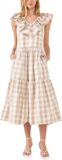 English Factory Check Midi Dress | Nordstrom | Nordstrom