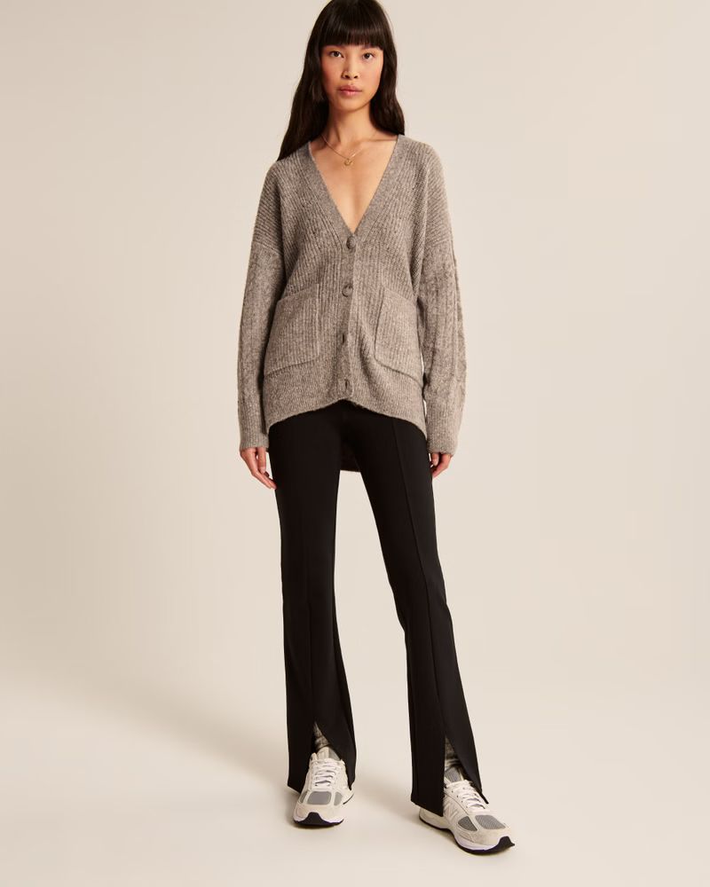 Fuzzy Cable Legging-Friendly Cardigan | Abercrombie & Fitch (US)