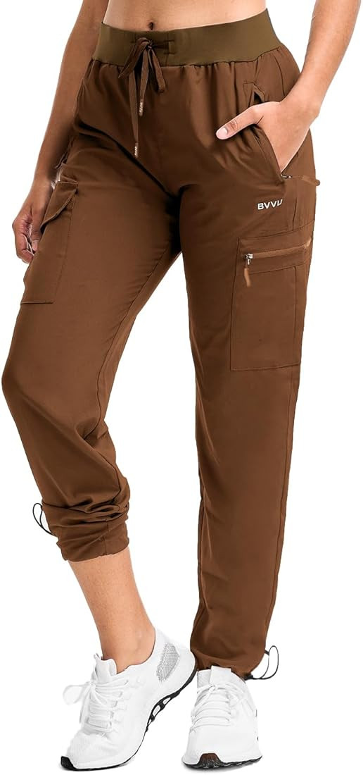 BVVU Women's Cargo Joggers Lightweight Quick Dry Hiking Pants Outdoor Waterproof Athletic Workout Pa | Amazon (US)