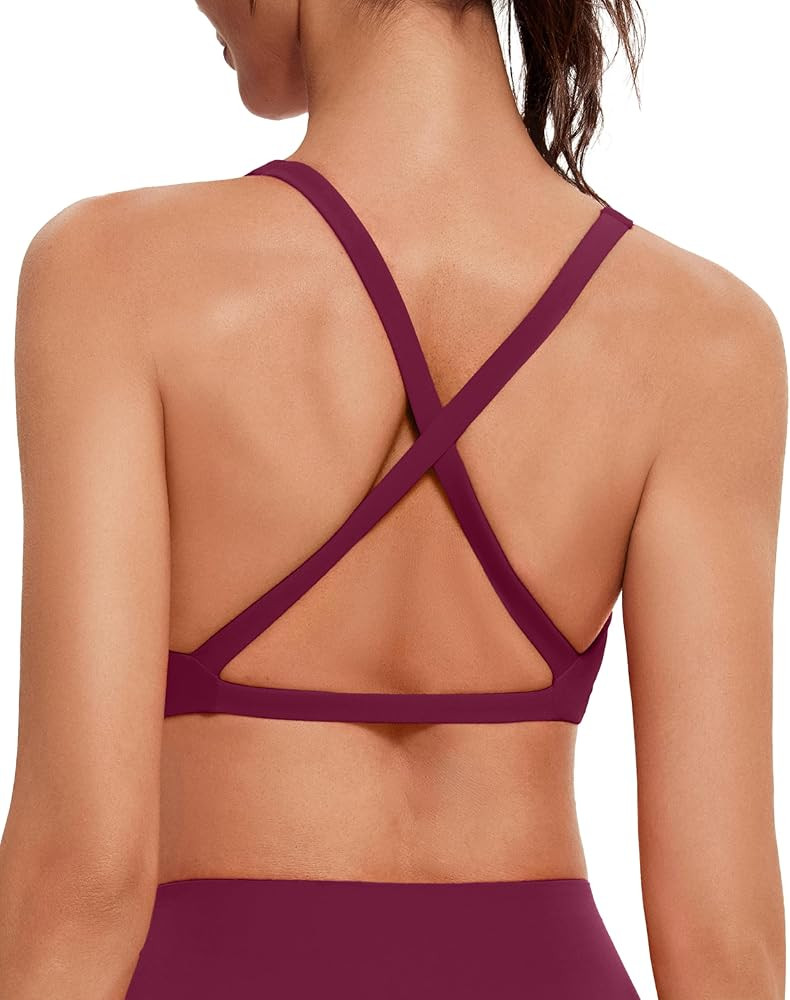 OMKAGI Sports Bras for Women Padded Cross Back Workout Bras Strappy Yoga Bra Crop Top | Amazon (US)