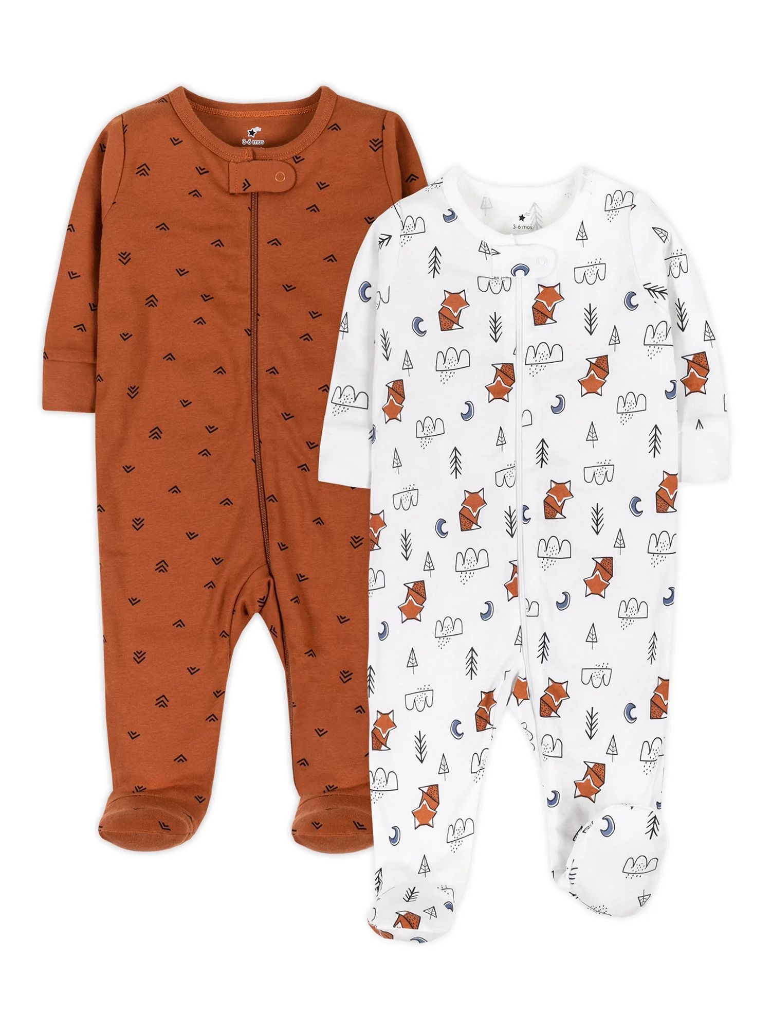 Little Star Organic Baby Boy 2Pk Long Sleeve Sleep N Play, Size Newborn - 9 Months | Walmart (US)