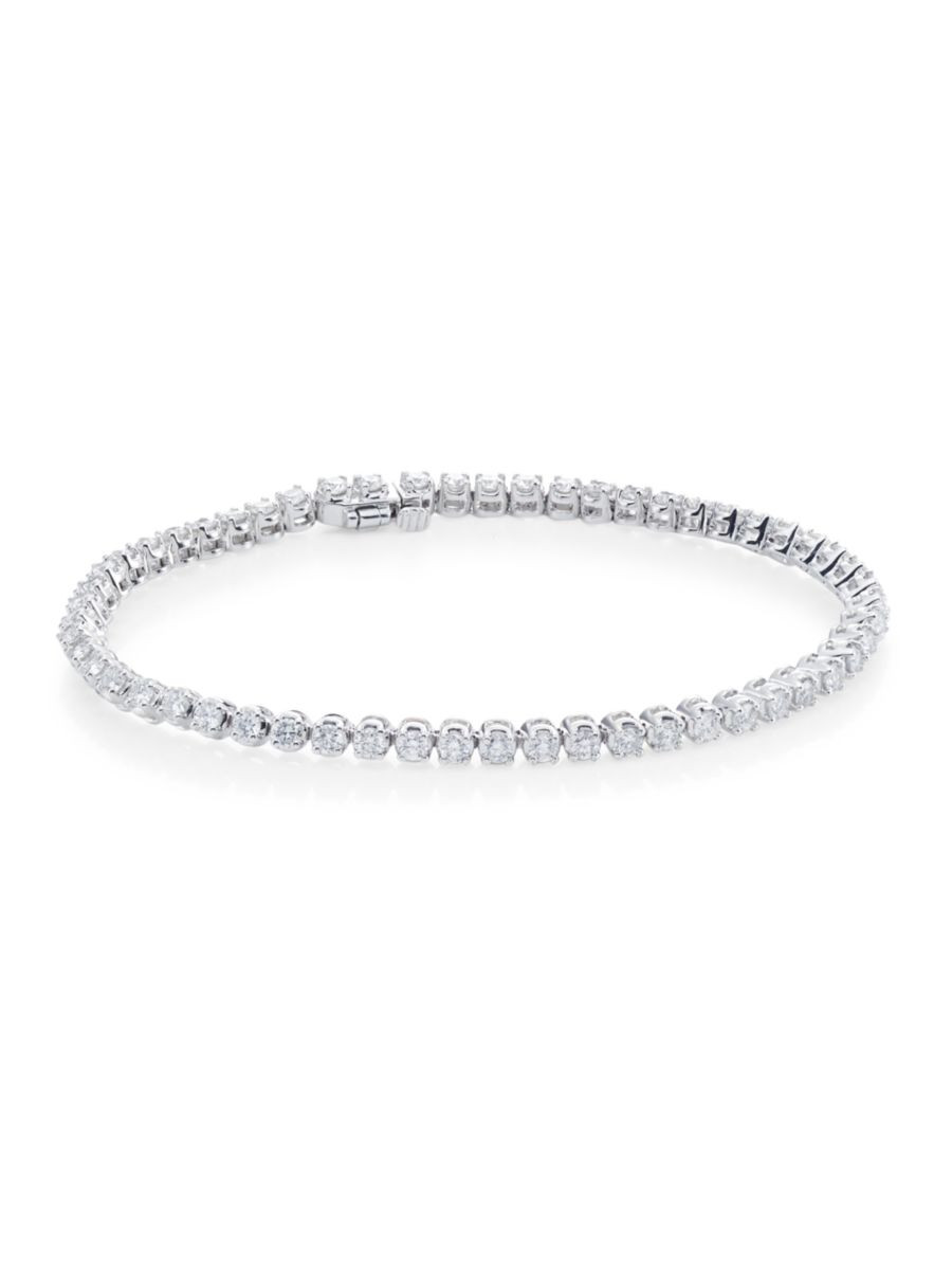 14K White Gold & 3.0 TCW Diamond Prong-Set Tennis Bracelet | Saks Fifth Avenue