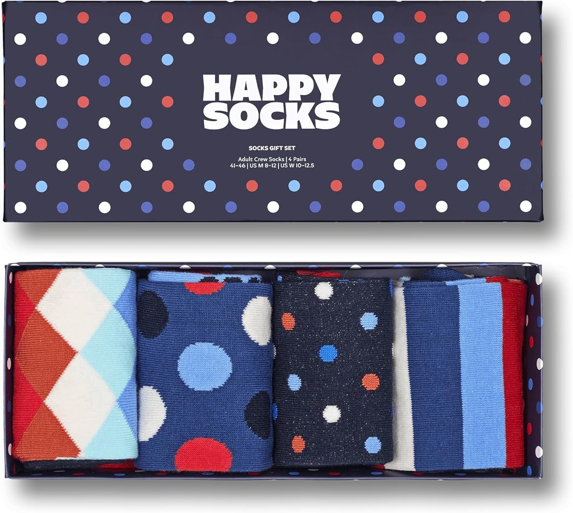 Happy Socks Classic Dots and Stripes Design-Socks for Men and Women, Multicolor with Gift Boxes-m... | Amazon (US)