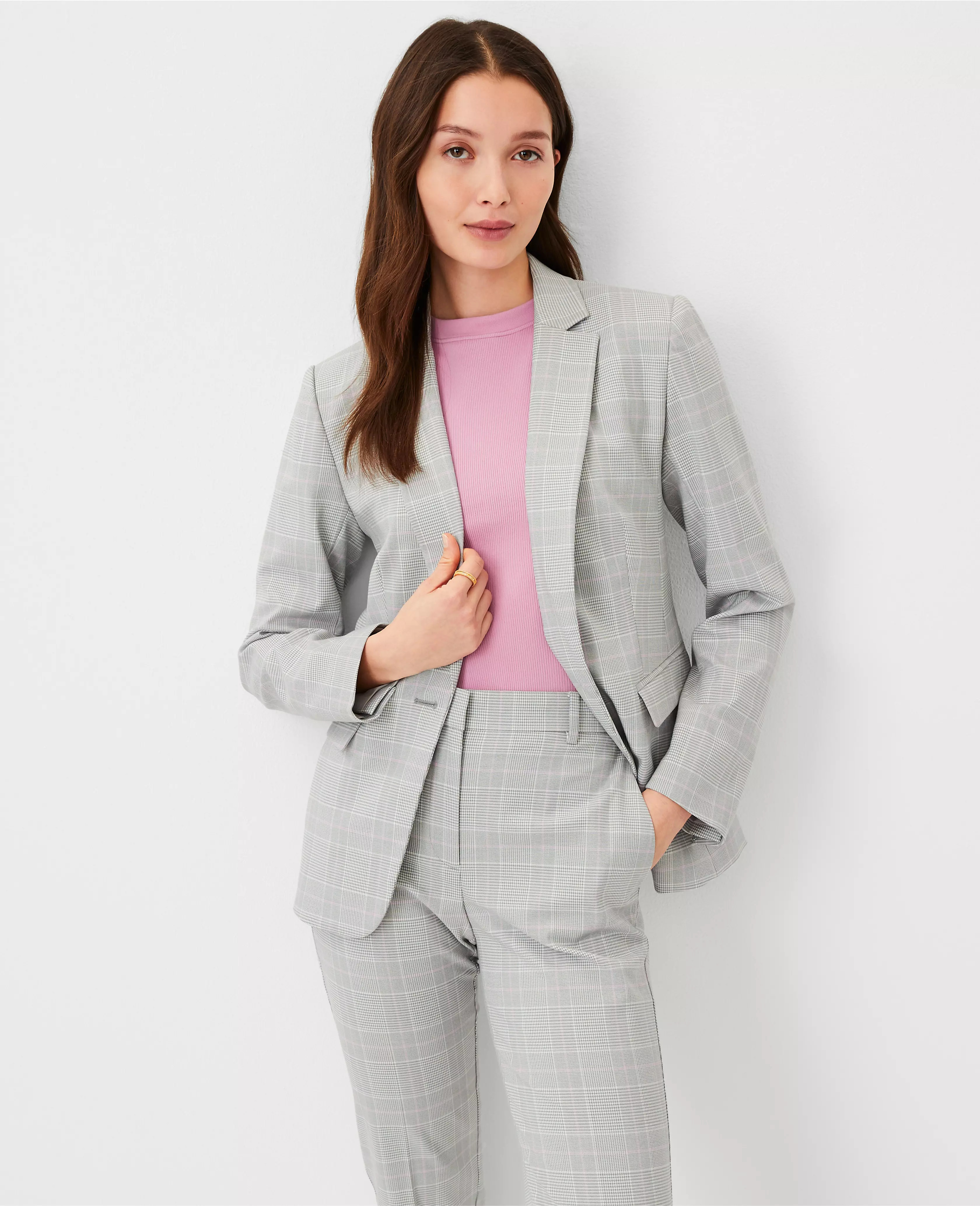 The Notched One Button Blazer in Plaid | Ann Taylor (US)