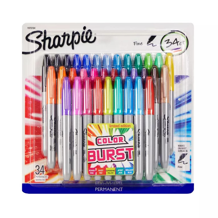 34pk Permanent Marker Fine Tip Multicolor - Sharpie | Target