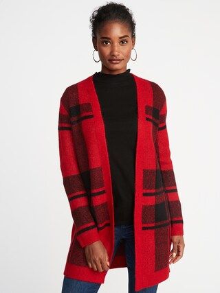 Plaid Open-Front Sweater for Women | Old Navy US
