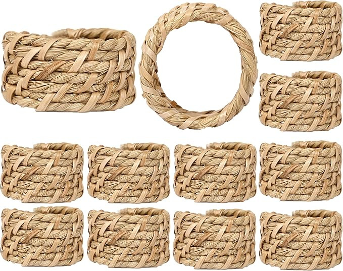 ALPHA Living HOME Premium Natural Rattan Napkin Rings – Set of 12 Handcrafted, Durable Table De... | Amazon (US)