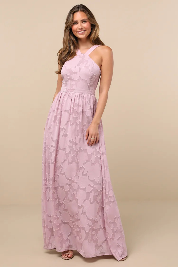 Love and Beyond Mauve Pink Burnout Floral Maxi Dress | Lulus