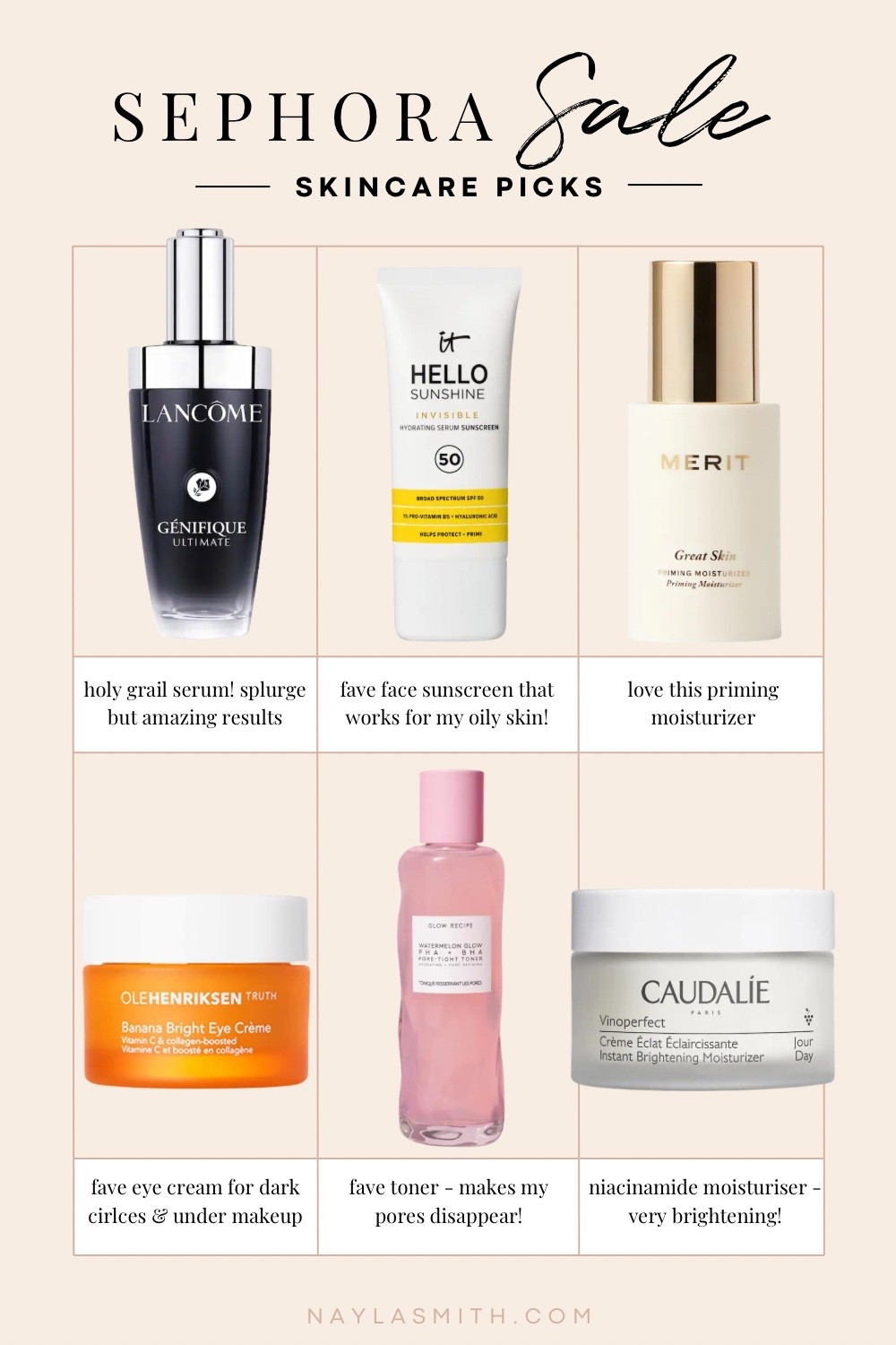 Sephora Sale skincare faves as a 35 year old! My holy grail serum, face sunscreen that works so well under makeup, priming moisturizer, my go to eye cream (on my 4th jar!), pore minimizing toner, brightening niacinamide moisturizer 

#LTKbeauty #LTKsale