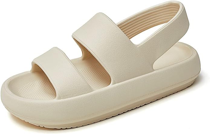 UTUNE Sandals For Women,Casual Open Toe Cloud Slide Sandals Soft Thick Sole Non-Slip Indoor Outdo... | Amazon (US)