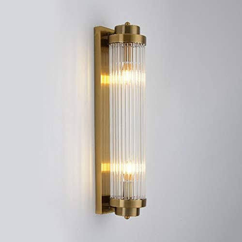 LITFAD Clear Ribbed Glass Tube Sconce Light Postmodern 1-Light Gold Wall Light Kit Creative Rotat... | Amazon (US)