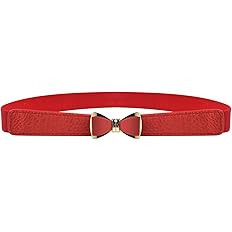 Womens 1" Width Bow Skinny Elastic Waist Belt Stretchy Belt Thin Belt | Amazon (US)