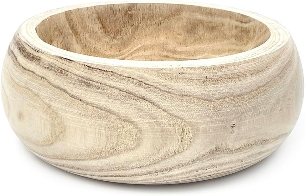 Wooden Hand-Carved Root Dough Decorative Centerpiece Bowl Paulownia Real Wood Fruit Candy Snack S... | Amazon (US)