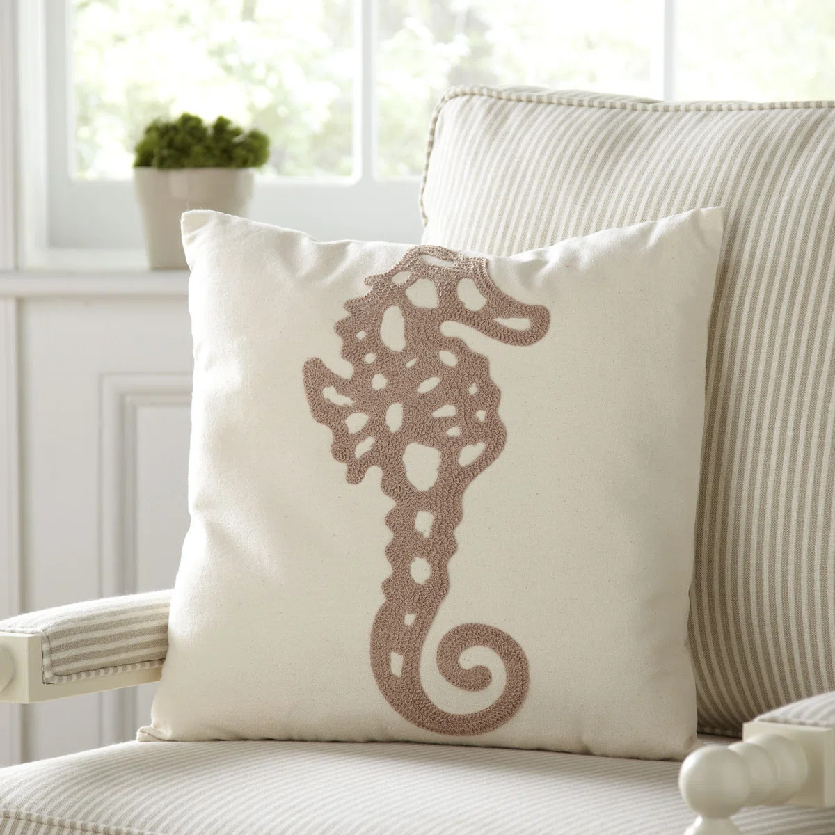 Ocean Seahorse Rice Stitch Throw Pillow | Wayfair North America