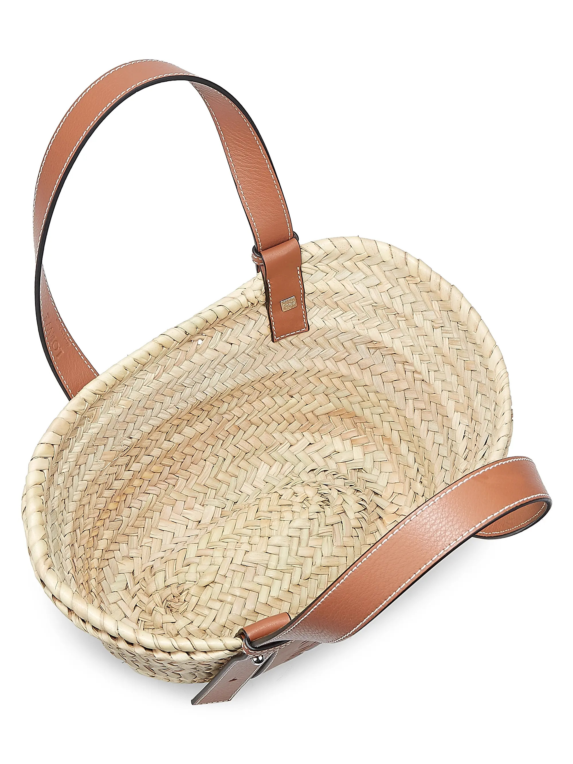 Small Leather-Trimmed Woven Basket Bag | Saks Fifth Avenue