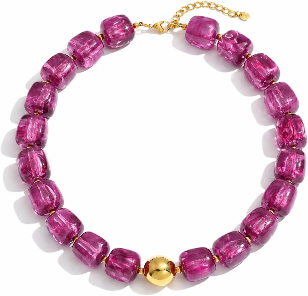 Mchic Colorful Chunky Beaded Necklace for Women, Acrylic Statement Choker | Amazon (US)