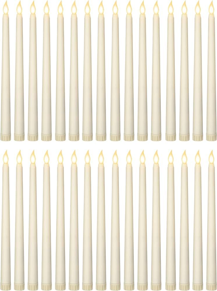 36 Pieces Flameless Taper Candles 11 Inch Flickering Candle Lights Faux LED Candles Battery Opera... | Amazon (US)