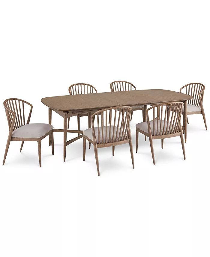 Furniture Finn 7pc Dining Set (Table & 6 Side Chairs) & Reviews - Furniture - Macy's | Macys (US)
