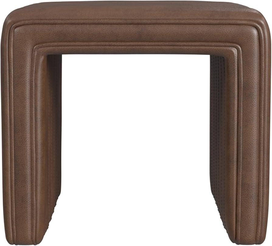HomePop Modern Channel Tufted Faux Leather Ottoman Home Décor|Ottoman for Living Room & Bedroom ... | Amazon (US)