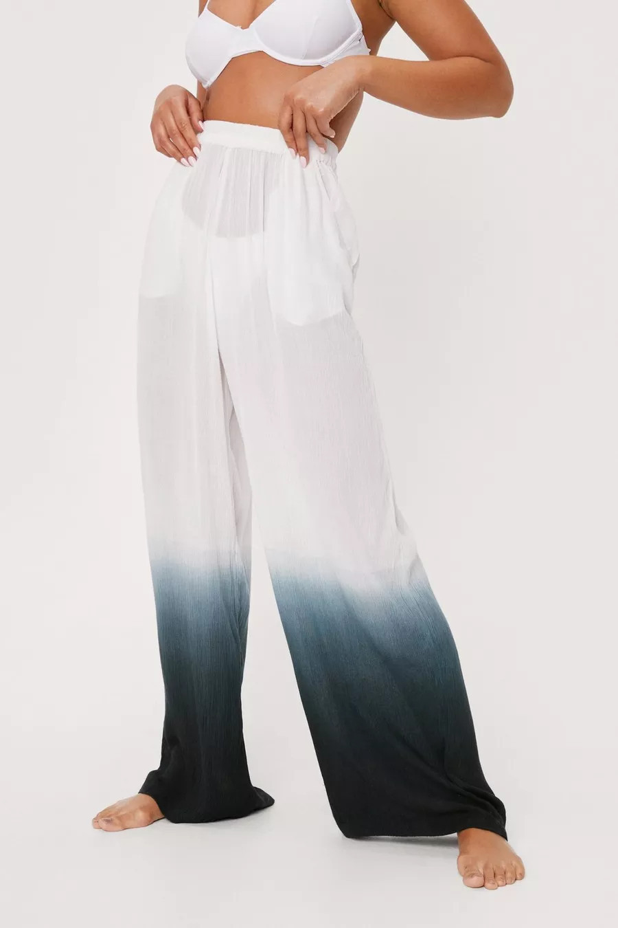 Crinkle Ombre High Waisted Wide Leg Pants | Nasty Gal (US)
